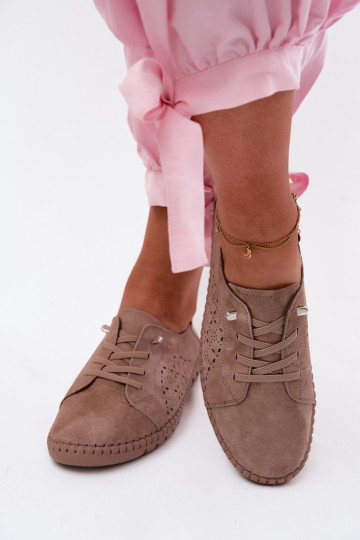 Ažūrs apaviIeslēgtsturalnego zamšādasu smilšu krāsas Flaria 2