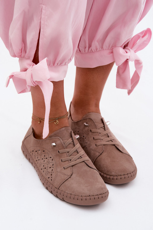 Ažūrs apaviIeslēgtsturalnego zamšādasu smilšu krāsas Flaria