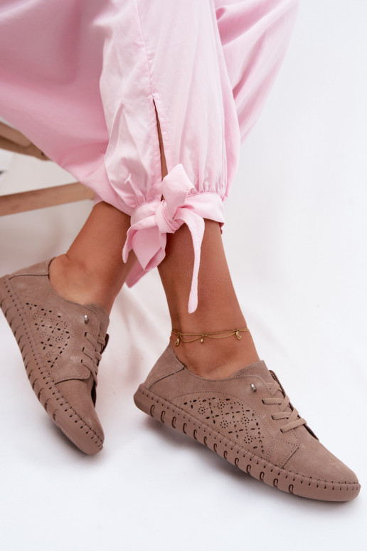 Ažūrs apaviIeslēgtsturalnego zamšādasu smilšu krāsas Flaria