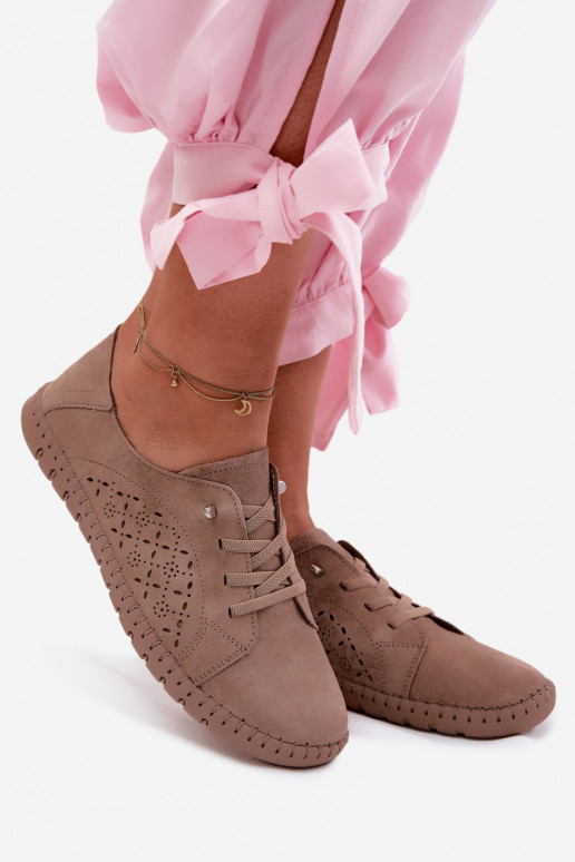 Ažūrs apaviIeslēgtsturalnego zamšādasu smilšu krāsas Flaria