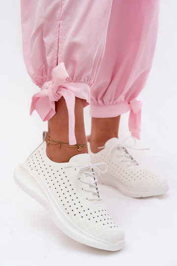 Ažūra apavi Sportiska stila Sneakers modeļa apavi Sieviešu baltas krāsas Heressa