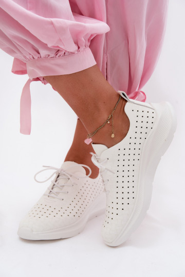 Ažūra apavi Sportiska stila Sneakers modeļa apavi Sieviešu baltas krāsas Heressa 2