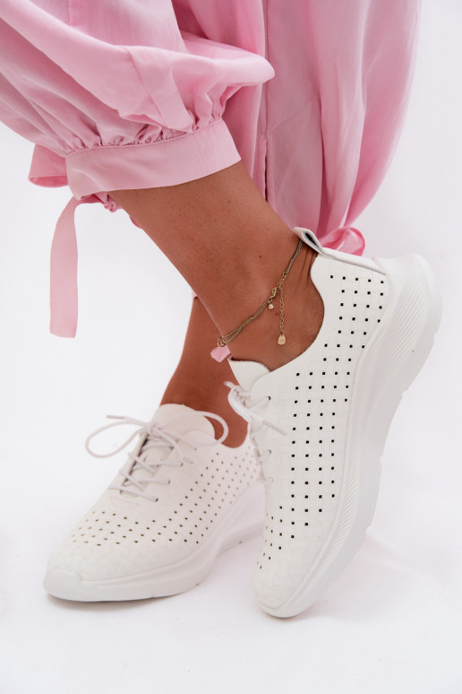 Ažūra apavi Sportiska stila Sneakers modeļa apavi Sieviešu baltas krāsas Heressa