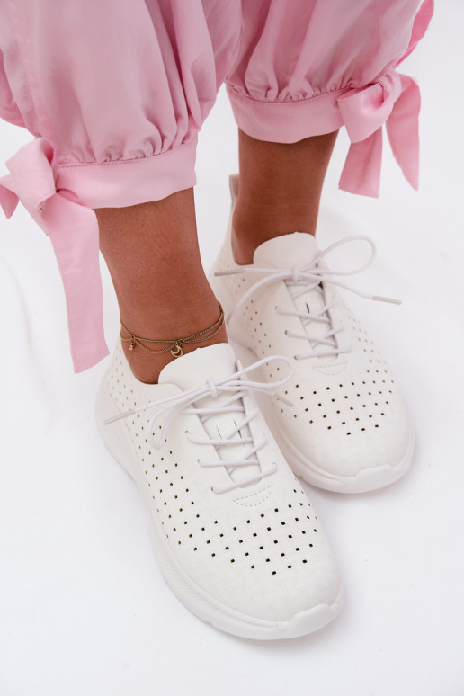Ažūra apavi Sportiska stila Sneakers modeļa apavi Sieviešu baltas krāsas Heressa