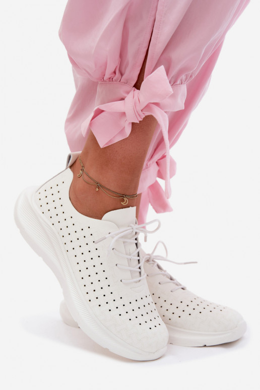 Ažūra apavi Sportiska stila Sneakers modeļa apavi Sieviešu baltas krāsas Heressa