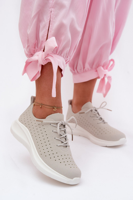 Ažūra apavi Sportiska stila Sneakers modeļa apavi Sieviešu Pelēkas krāsas Heressa