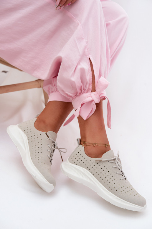 Ažūra apavi Sportiska stila Sneakers modeļa apavi Sieviešu Pelēkas krāsas Heressa