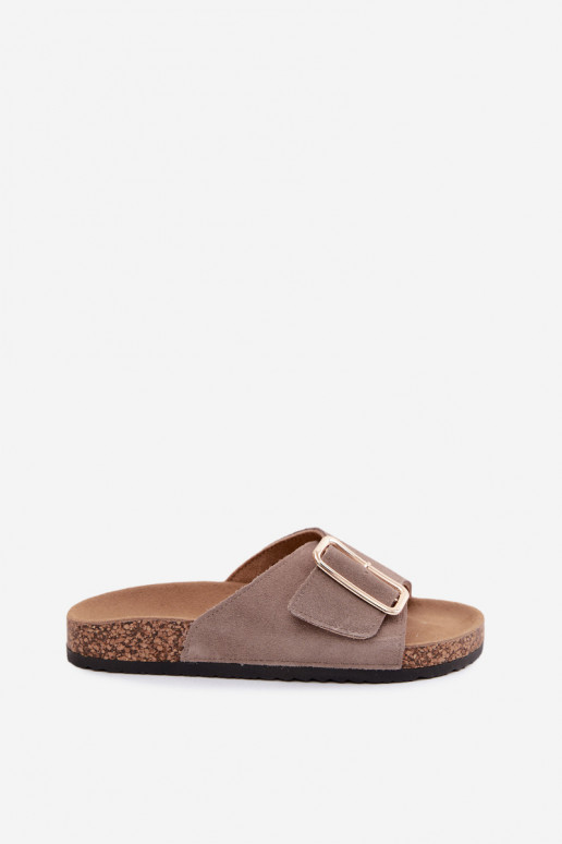 Āda sieviešu zamšādas čības ar sprādzēm smilšu krāsas Beryl