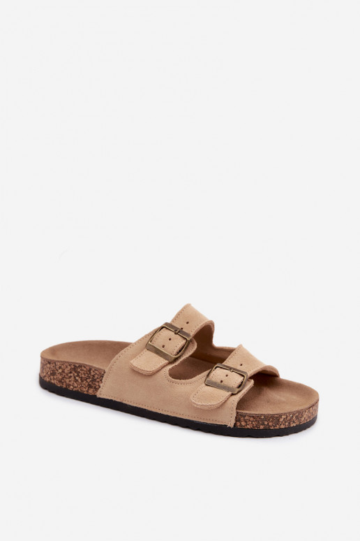 zamšādas čības Uz korķa zoles ar sprādzēm smilšu krāsas Tavira