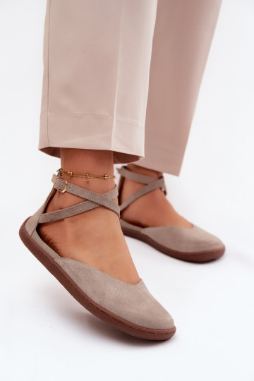 Zamšādas balerīnas Sieviešu Barefoot Ar svītrām Zazoo 320 Cappuccino 2