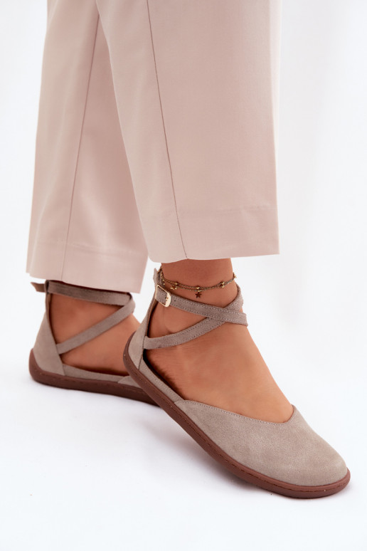 Zamšādas balerīnas Sieviešu Barefoot Ar svītrām Zazoo 320 Cappuccino