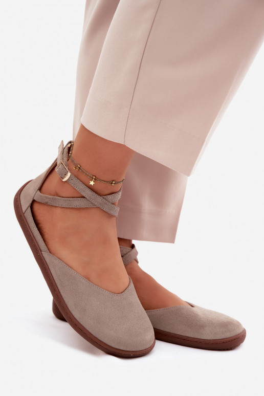 Zamšādas balerīnas Sieviešu Barefoot Ar svītrām Zazoo 320 Cappuccino