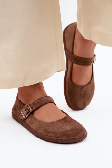 Balerīnas BarefootIeslēgtsturalnego zamšādasu Zazoo 316 brūnas krāsas