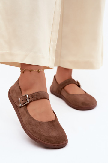 Barefoot ballerīnas ar mākslīgo zamšu Zazoo 316 brūnā krāsā 2