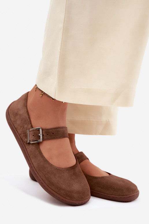 Balerīnas BarefootIeslēgtsturalnego zamšādasu Zazoo 316 brūnas krāsas