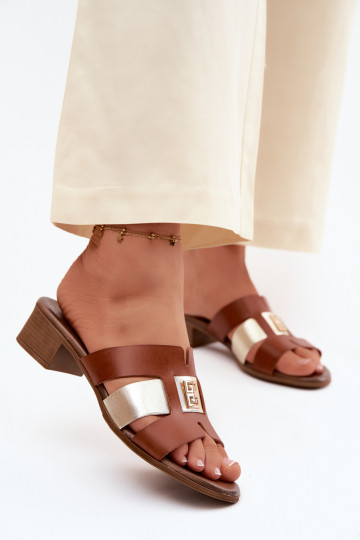 Čibas no dabīgas ādas Sieviešu ar papēdi Zazoo 40517 brūnas krāsas 2