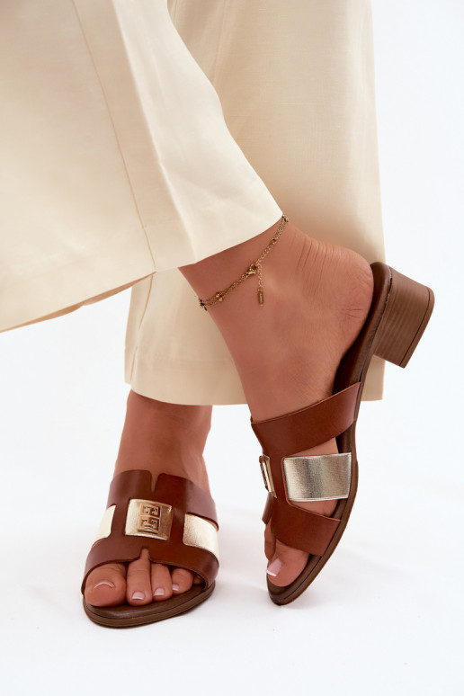 Čibas no dabīgas ādas Sieviešu ar papēdi Zazoo 40517 brūnas krāsas