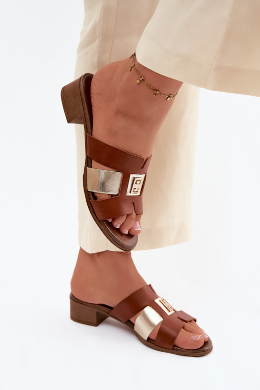 Čibas no dabīgas ādas Sieviešu ar papēdi Zazoo 40517 brūnas krāsas