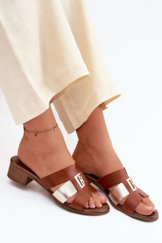 Čibas no dabīgas ādas Sieviešu ar papēdi Zazoo 40517 brūnas krāsas