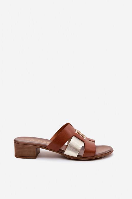 Čibas no dabīgas ādas Sieviešu ar papēdi Zazoo 40517 brūnas krāsas