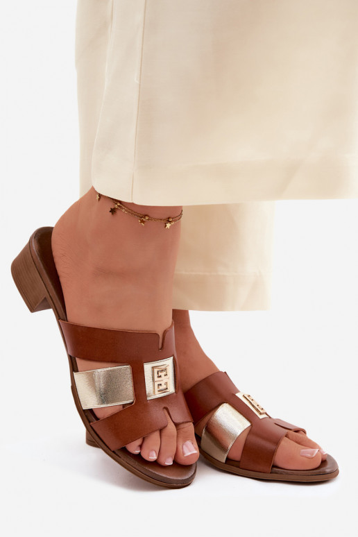 Čibas no dabīgas ādas Sieviešu ar papēdi Zazoo 40517 brūnas krāsas