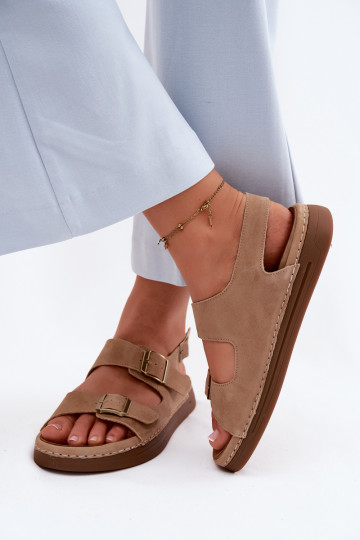 Āda Zamšādas basenes ar sprādzēm Vinceza 79620 brūnas krāsas