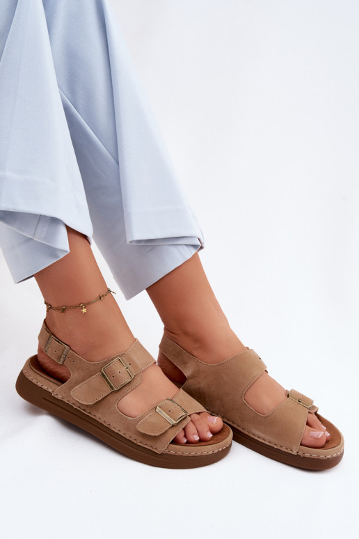 Āda Zamšādas basenes ar sprādzēm Vinceza 79620 brūnas krāsas