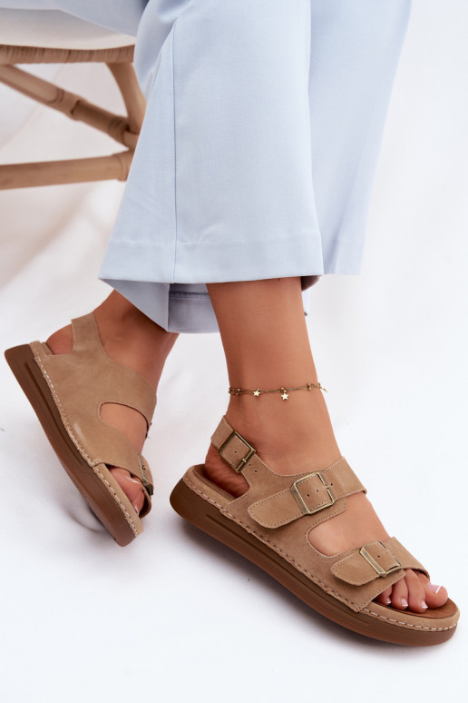 Āda Zamšādas basenes ar sprādzēm Vinceza 79620 brūnas krāsas