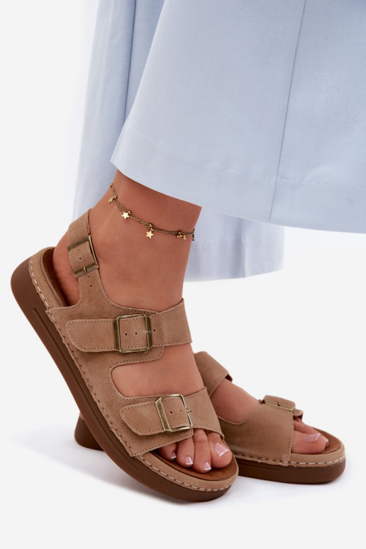 Āda Zamšādas basenes ar sprādzēm Vinceza 79620 brūnas krāsas