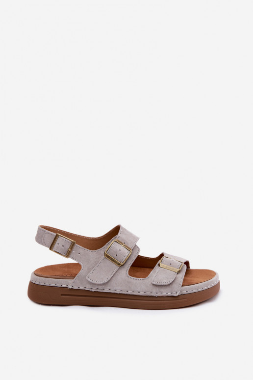 Āda Zamšādas basenes ar sprādzēm Vinceza 79620 Pelēkas krāsas