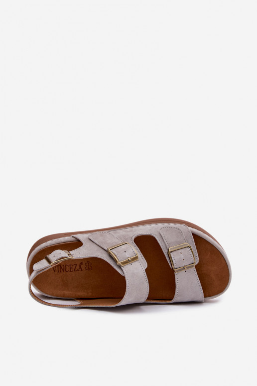 Āda Zamšādas basenes ar sprādzēm Vinceza 79620 Pelēkas krāsas