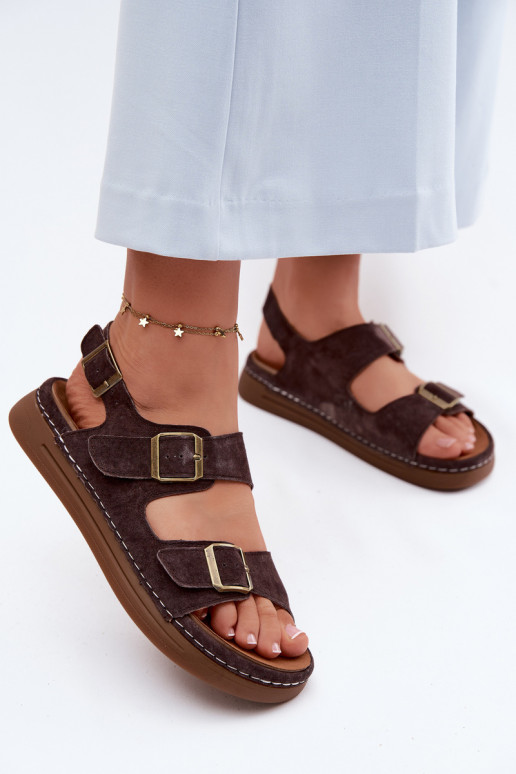 Āda Zamšādas basenes ar sprādzēm Vinceza 79620 CzekoladoIne