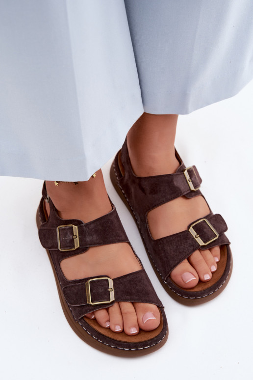 Āda Zamšādas basenes ar sprādzēm Vinceza 79620 CzekoladoIne