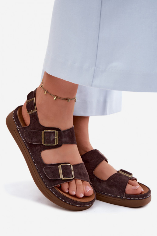 Āda Zamšādas basenes ar sprādzēm Vinceza 79620 CzekoladoIne