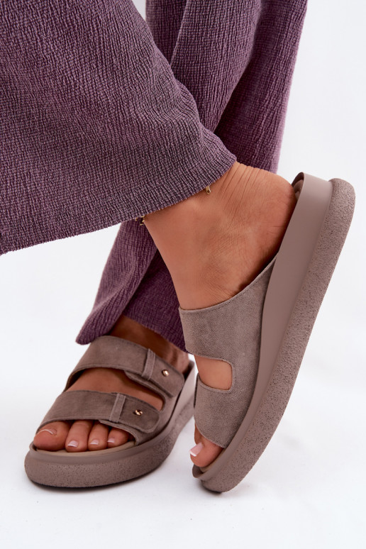 Āda sieviešu zamšādas čības ar platformu Vinceza 66916 smilšu krāsas