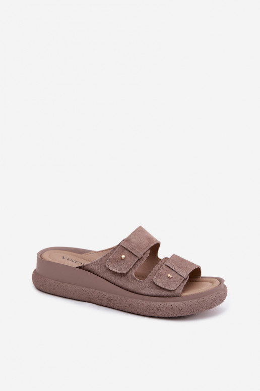 Āda sieviešu zamšādas čības ar platformu Vinceza 66916 smilšu krāsas