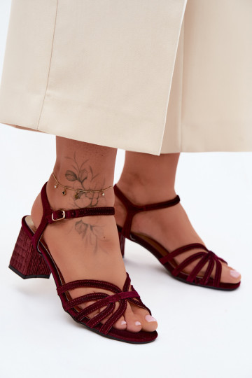 Samta augstpapēžu sandales D&A SR61-0102 bordo krāsā