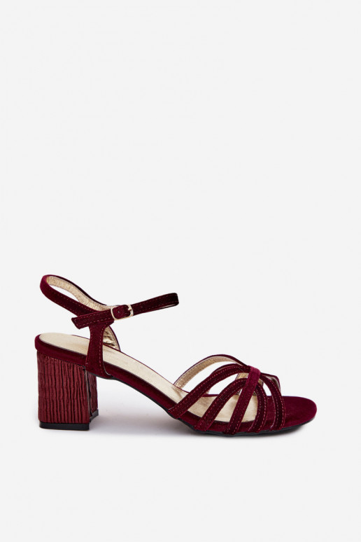 Samta augstpapēžu sandales D&A SR61-0102 bordo krāsā