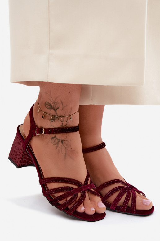 Samta augstpapēžu sandales D&A SR61-0102 bordo krāsā