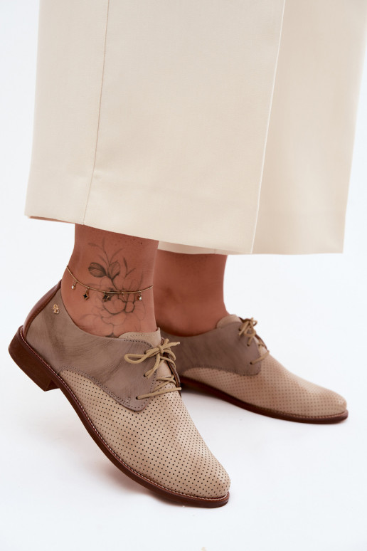 Āda apavi Sieviešu Eleganta stila šņorējami Zazoo 4238 smilšu krāsas-brūnas krāsas
