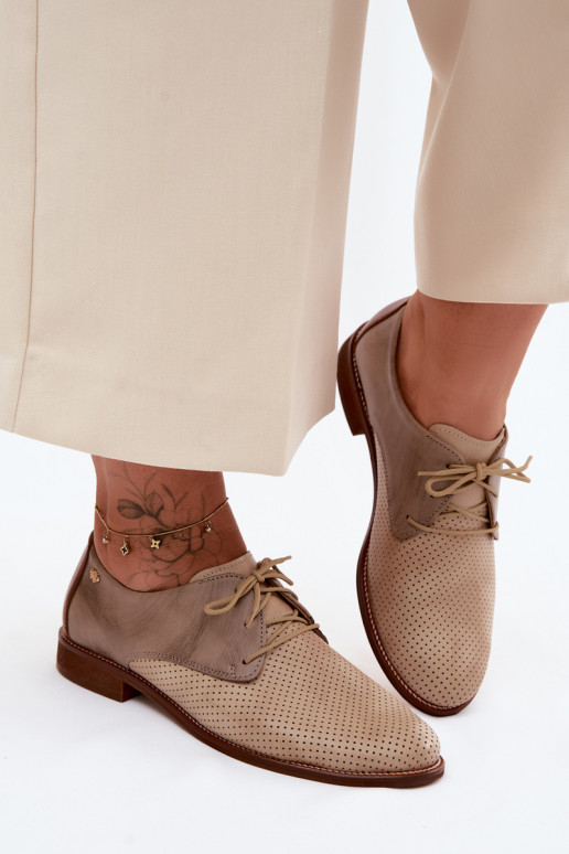 Āda apavi Sieviešu Eleganta stila šņorējami Zazoo 4238 smilšu krāsas-brūnas krāsas