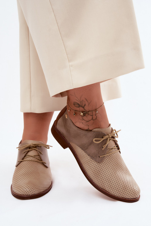 Āda apavi Sieviešu Eleganta stila šņorējami Zazoo 4238 smilšu krāsas-brūnas krāsas