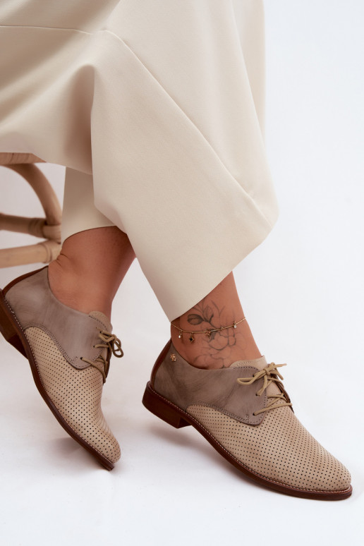 Āda apavi Sieviešu Eleganta stila šņorējami Zazoo 4238 smilšu krāsas-brūnas krāsas