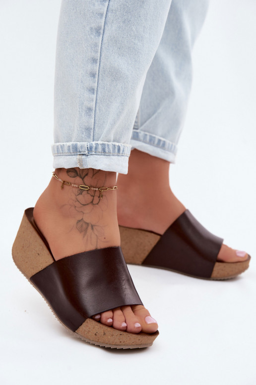 Zazoo 40291 Čibas no dabīgas ādas Sieviešu Ieslēgts KorkoInym Koturnie CzekoladoIne