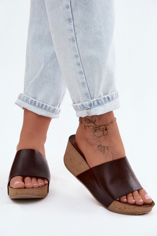 Zazoo 40291 Čibas no dabīgas ādas Sieviešu Ieslēgts KorkoInym Koturnie CzekoladoIne