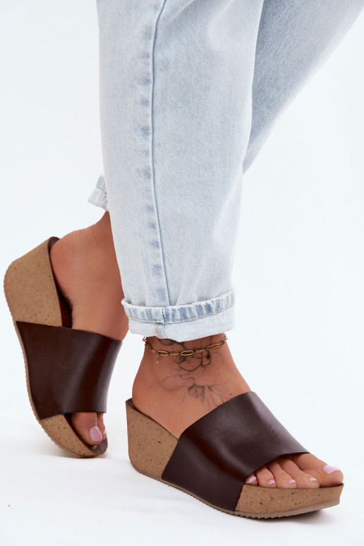 Zazoo 40291 Čibas no dabīgas ādas Sieviešu Ieslēgts KorkoInym Koturnie CzekoladoIne