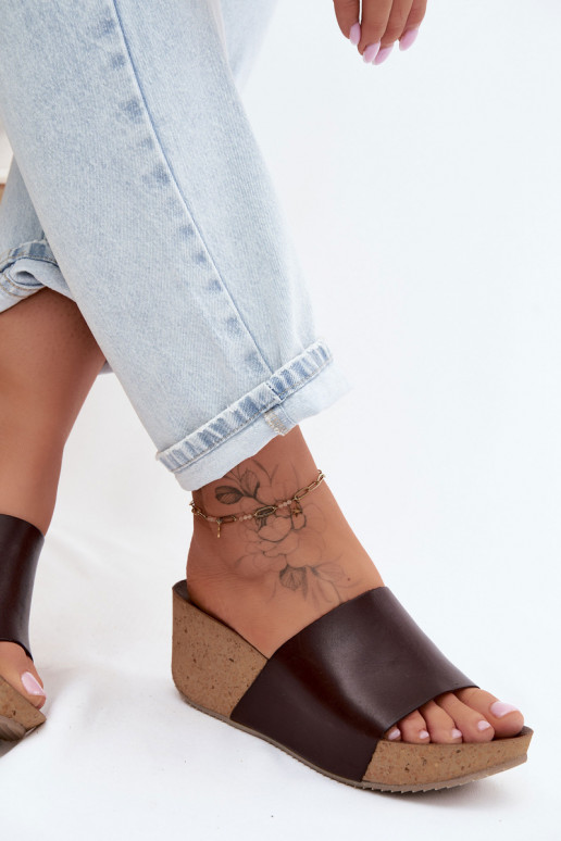 Zazoo 40291 Čibas no dabīgas ādas Sieviešu Ieslēgts KorkoInym Koturnie CzekoladoIne