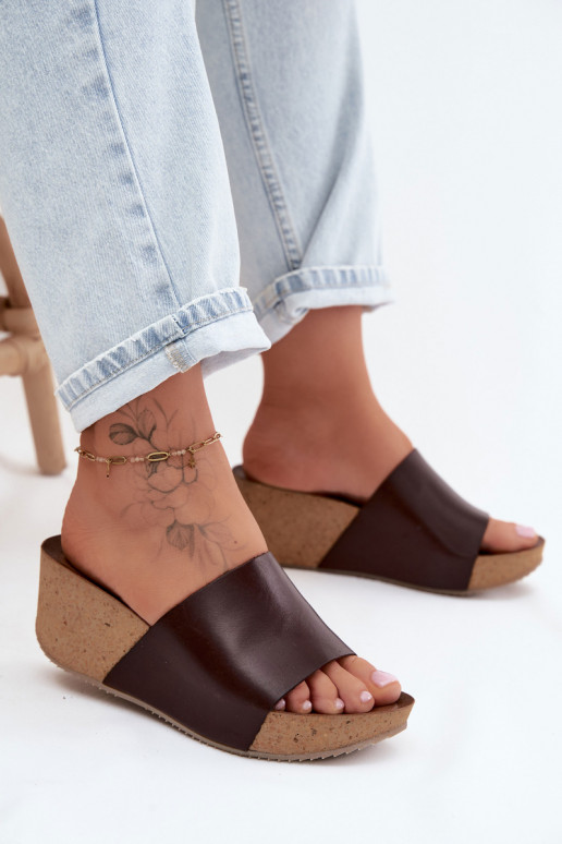 Zazoo 40291 Čibas no dabīgas ādas Sieviešu Ieslēgts KorkoInym Koturnie CzekoladoIne