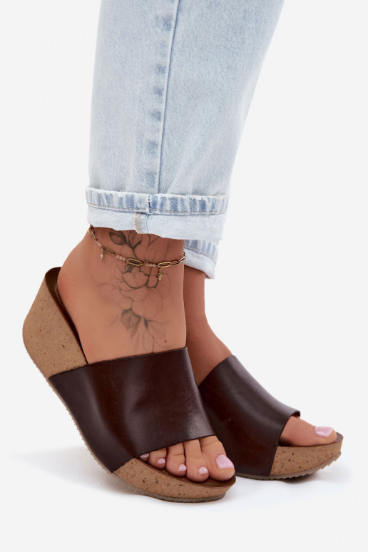 Zazoo 40291 Čibas no dabīgas ādas Sieviešu Ieslēgts KorkoInym Koturnie CzekoladoIne