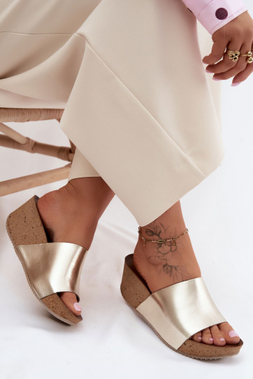 Zazoo 40291 Čibas no dabīgas ādas Sieviešu Ieslēgts KorkoInym Koturnie Zelta krāsas